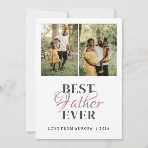 Minimalist Modern Happy Fathers Day 3 Photo Holiday Card