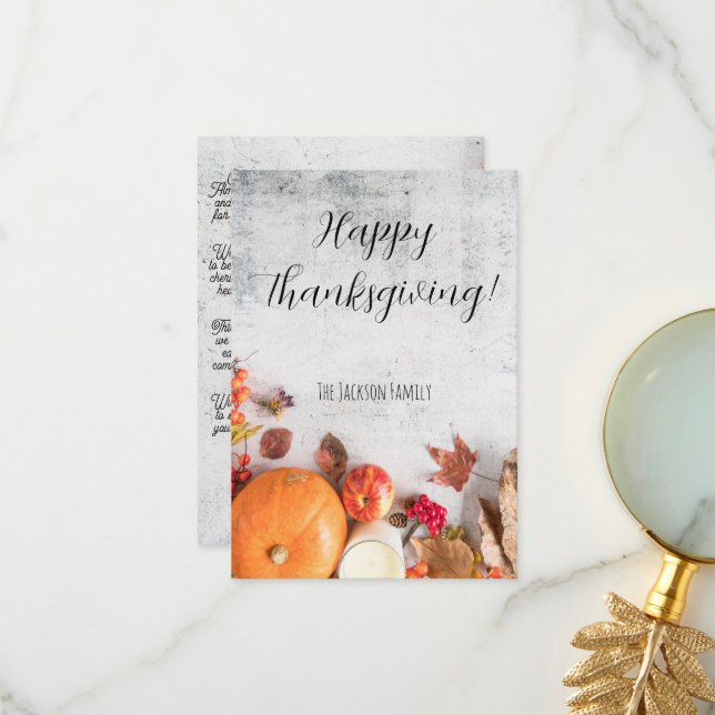 Minimalist Modern Happy Thanksgiving Card Holiday (Front/Back In Situ)