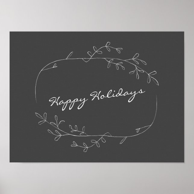 Minimalist Modern Holiday Black White Typography Poster (Front)