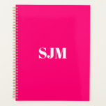 Minimalist modern hot pink monogram initials planner<br><div class="desc">Minimalist modern hot pink and white custom year,  monogram,  initials or name elegant simple personalized custom agenda Planner.
Custom white text on hot pink plain solid colour background.</div>