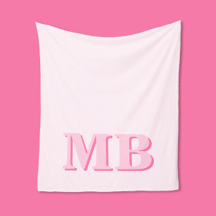 Minimalist Modern Initial Monogram Fleece Blanket