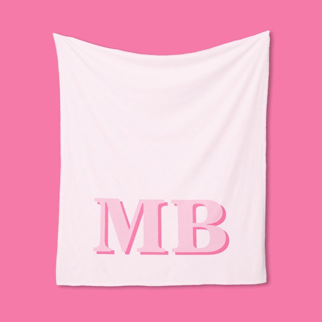 Minimalist Modern Initial Monogram Fleece Blanket (Creator Uploaded)