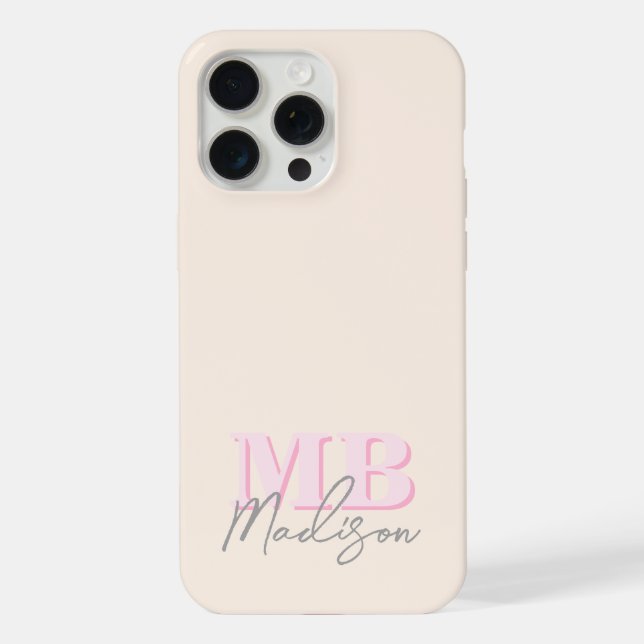 Minimalist Modern Initial Monogram iPhone Case (Back)