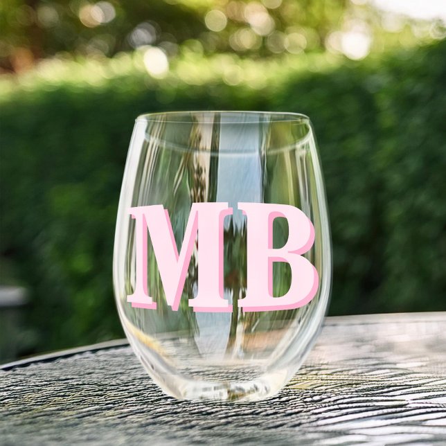 Minimalist Modern Initial Monogram Stemless Wine Glass (Creator Uploaded)
