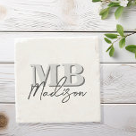 Minimalist Modern Initial Monogram Stone Coaster<br><div class="desc">Create your own personalized coasters with modern minimalist initials and script calligraphy monogram name.</div>