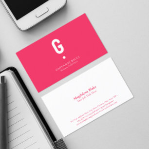 Minimalist Modern Initial on Special Pink Business Card