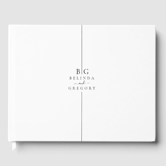 Minimalist Modern Inline Monogram Wedding Guest Book (Front)