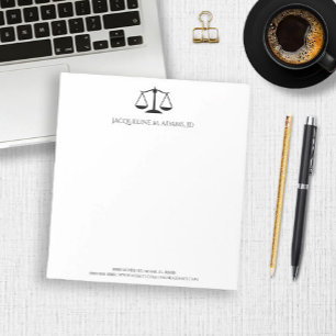Minimalist Modern Lady Justice Scale Lawyer Law JD Notepad