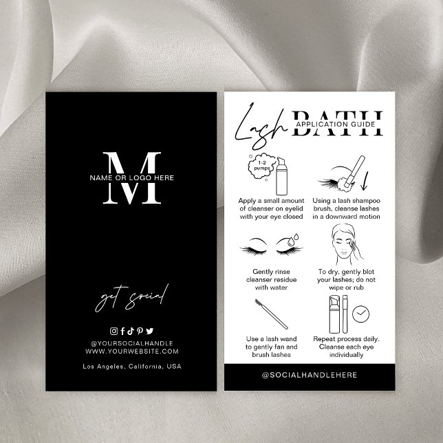 Minimalist Modern Lash Bath Cleanser Instructions Business Card (Creator Uploaded)