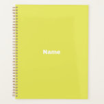 Minimalist modern lime green custom year monogram planner<br><div class="desc">Minimalist modern lime green custom text,  year,  name,  initials or monogram personalized Planner.
Custom white text on lime green plain solid colour background.</div>