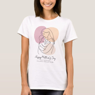 Minimalist Modern Line Art Mom & Baby Mother’s Day T-Shirt