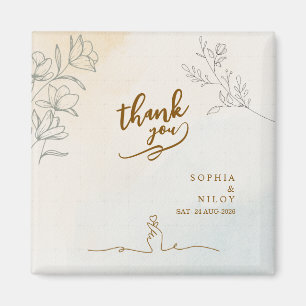 Minimalist Modern Line art Wedding Favour Magnet