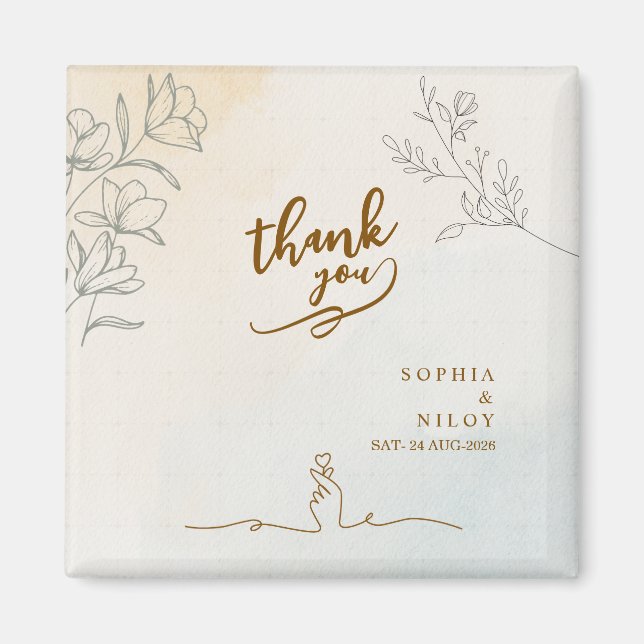 Minimalist Modern Line art Wedding Favour  Magnet (Front)