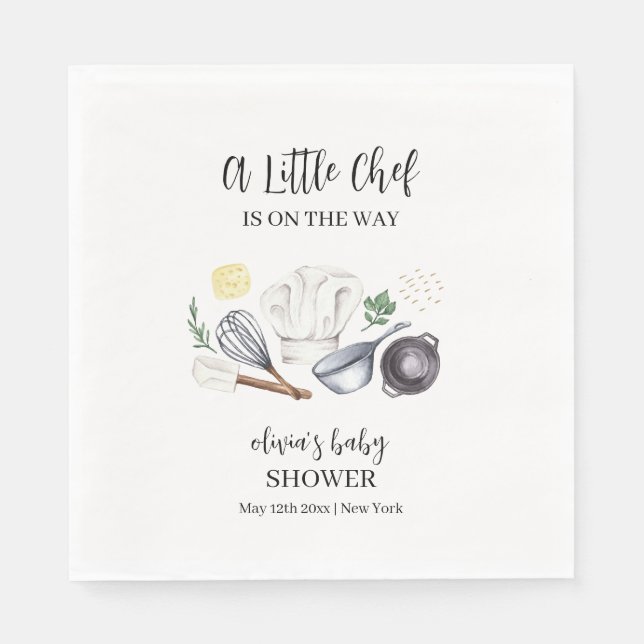 Minimalist Modern Little Chef Baby Shower  Napkin (Front)