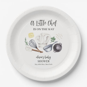 Minimalist Modern Little Chef Baby Shower  Paper Plate
