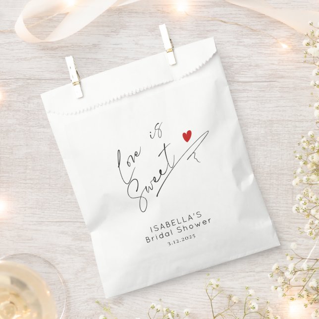Minimalist modern Love is sweet Bridal Shower Favour Bag (Clipped)