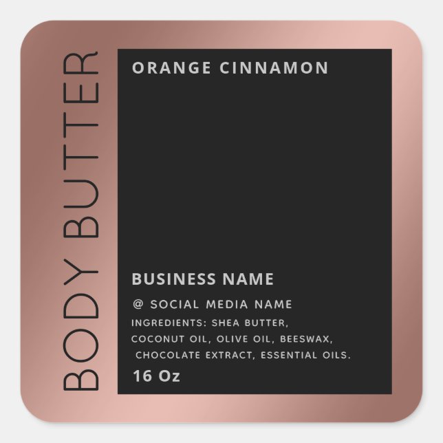 Minimalist modern luxury typography black product  square sticker (Front)