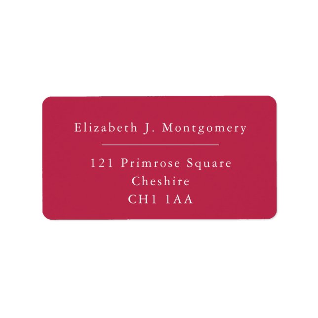 Minimalist Modern Magenta Return Address Label (Front)