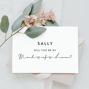 Minimalist modern Maid of honour proposal card