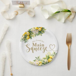 Minimalist Modern Main Squeeze Bridal Shower Paper Plate