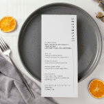 Minimalist Modern Menu with name<br><div class="desc">Invite guests to your wedding with this simple and modern customizable menu card,  which features a clean font on white background. This wedding invitation is perfect for any season. Font sizes and text can be further edited. Please let feel free to contact me if you have any enquiries.</div>