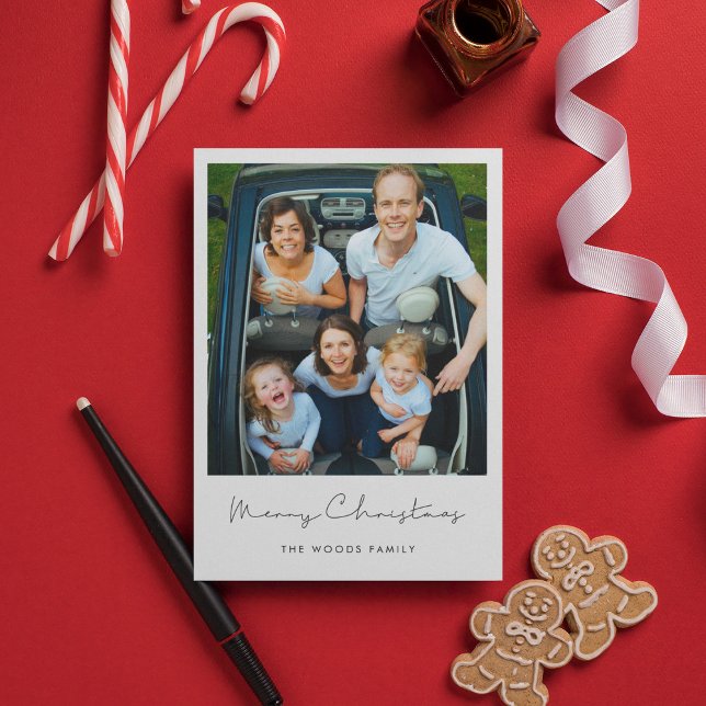 Minimalist Modern Merry Christmas family photo Holiday Card (Creator Uploaded)