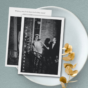 Minimalist Modern Merry Married Photo Wedding Holiday Card