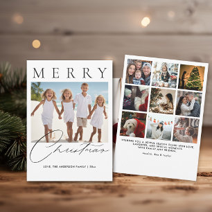 Minimalist Modern Merry Photo Christmas Family Holiday Card