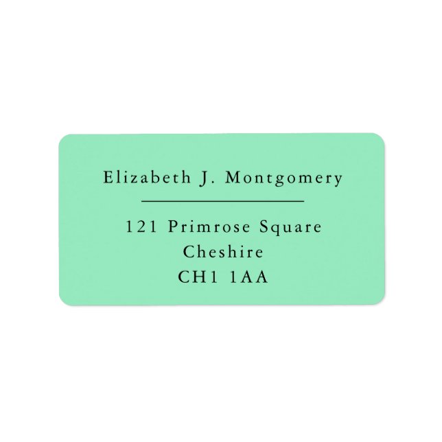 Minimalist Modern Mint Green Return Address Label (Front)