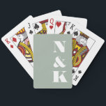 Minimalist Modern Monogram Dusty Sage Wedding Playing Cards<br><div class="desc">Minimalist Modern Monogram Dusty Sage Wedding Personalized Playing Cards</div>