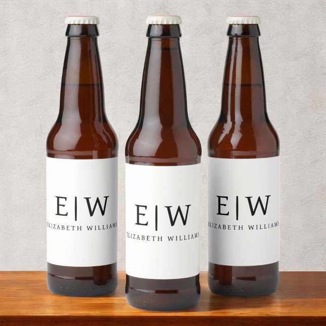 Minimalist Modern Monogram Elegant Beer Bottle Label (Creator Uploaded)