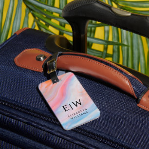 Minimalist Modern Monogram Elegant Floral Pattern Luggage Tag