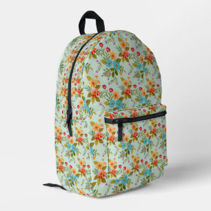 Minimalist Modern Monogram Elegant Floral Pattern Printed Backpack