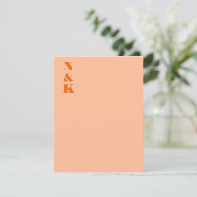 Minimalist Modern Monogram Initials Peach  Thank You Card (Standing Front)
