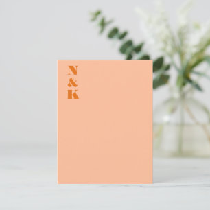 Minimalist Modern Monogram Initials Peach  Thank You Card