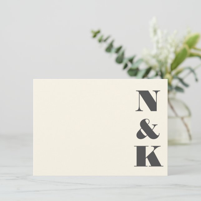 Minimalist Modern Monogram Ivory Cream Wedding Card (Standing Front)
