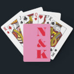 Minimalist Modern Monogram Pink Red Custom Wedding Playing Cards<br><div class="desc">Minimalist Modern Monogram Wedding Personalized Playing Cards in Pink and Red</div>