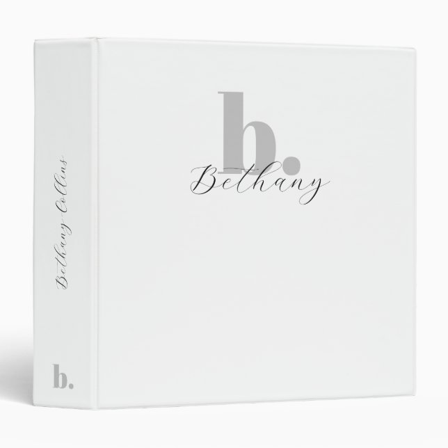 Minimalist Modern Monogram Script Name  Binder (Front/Spine)