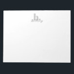Minimalist Modern Monogram Script Name  Notepad<br><div class="desc">Simple,  modern monogram stationery with bold lower case monogram initial in soft grey and script name in black. Personalise with your own colours and name.</div>