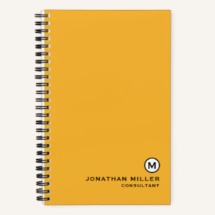 Minimalist Modern Monogram Yellow Spiral Notebook