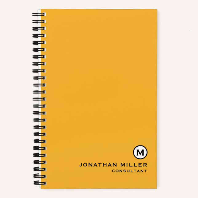 Minimalist Modern Monogram Yellow Spiral Notebook (Front)