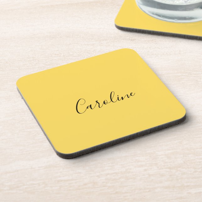 Minimalist modern mustard yellow coaster (Left Side)