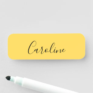 Minimalist modern mustard yellow name tag