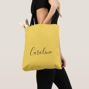 Minimalist modern mustard yellow tote bag