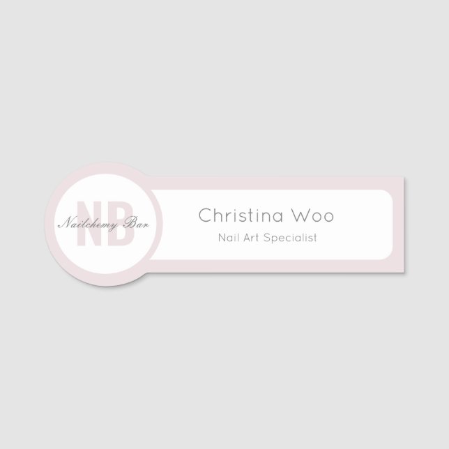 Minimalist Modern Nail Salon Employee  Name Tag (Front)