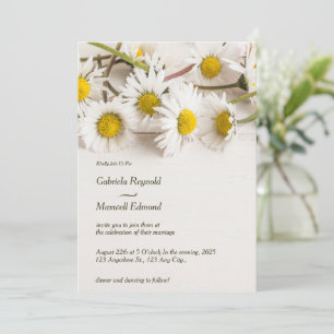 Minimalist Modern Nature White Daisy Wedding Invitation