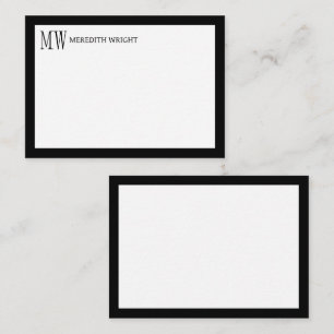 Minimalist Modern Navy Blue Border Monogram Card