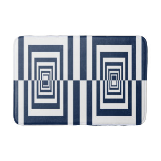 Minimalist Modern Navy Blue Geometric Bath Mat