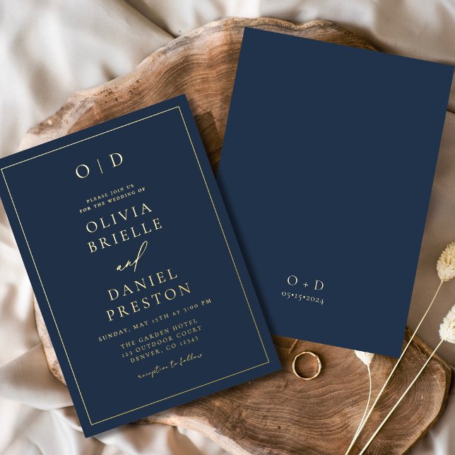 Minimalist Modern Navy Blue Gold Wedding (Creator Uploaded)
