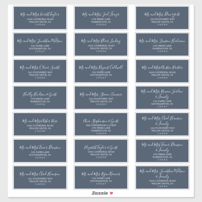 Minimalist Modern Navy Blue Guest Address Labels (Sheet)